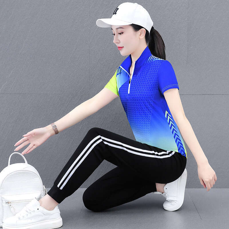Women's Casual Sports Set Outdoor Fitn suit Spring up orm Two-Piece Suit Moisture-ng Polyester Breathable Sweat Sport