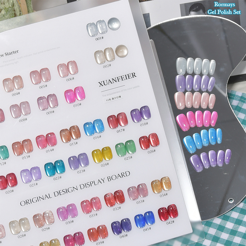 XUANFEIER 42 Colors Magnetic Glass Bead Crystal Cat Eye Gel Nail Polish Set Soak Off UV LED Shiny Long Lasting for Nail Art Salon Manicure