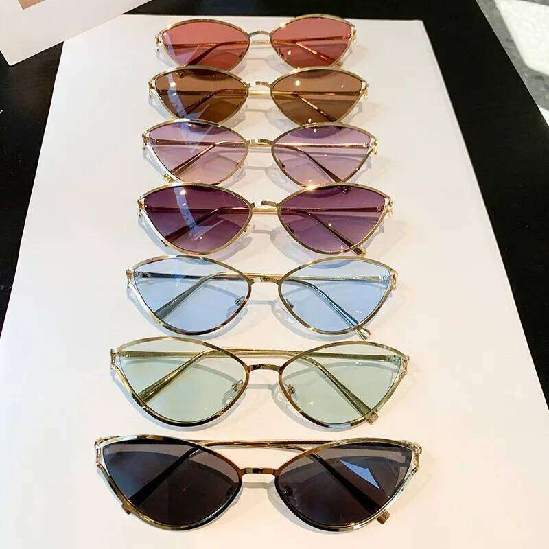 Cat Eye Sunglasses Women Trendy Vintage Vacation Designer Luxury Glasses 26W0224