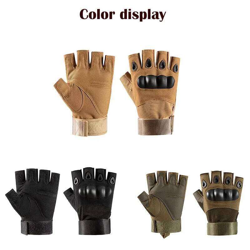 Men's Tactical Half Gloves Army Military Combat Hunting Shooting Air Gun Paintball Police Duty No Finger 26H0224