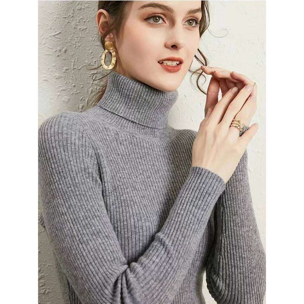 New Turtleneck Jumper Woman Knitted Blouses Fashion Ladies Sweaters Winter Thermal Striped Long Sleeve Autumn Warm Tops Bacis 26L0224