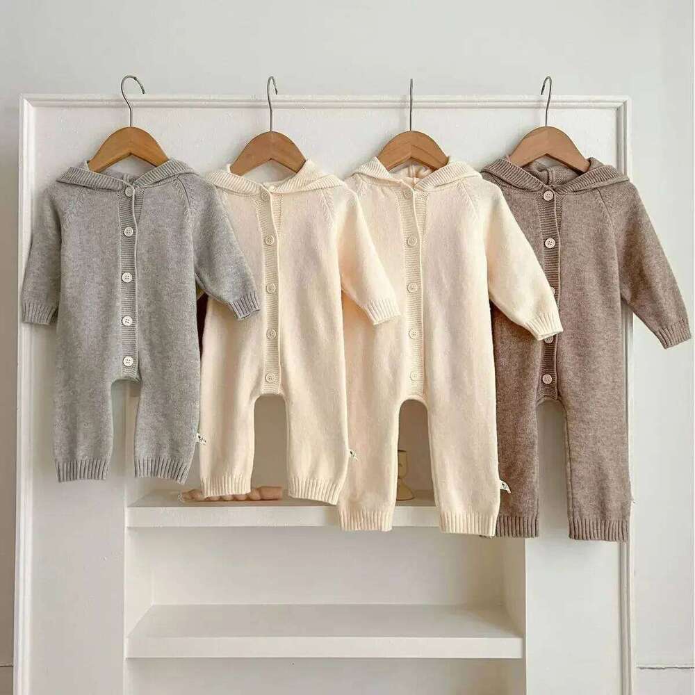 7623 Baby Jumpsuit Autumn Cute Little Bear Ears Boy's Knitted Climbing Clothes 26H0224