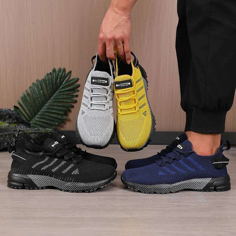 Breathable Running Anti Slip Casual Fashionable Training Hiking Outdoor Knitted Lace Up Men's Shoes