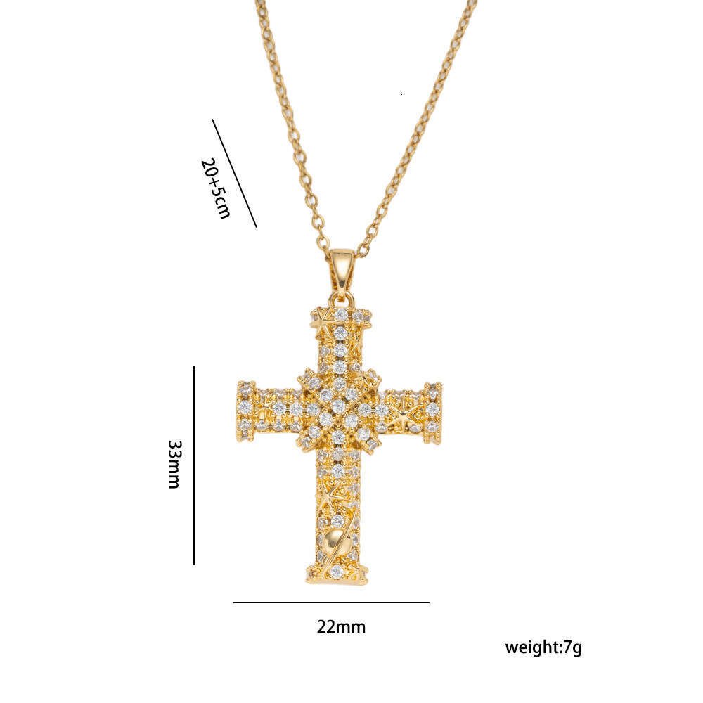 Light Luxury Micro Inlaid Zircon Cross Necklace High-End Niche Design Pendant Necklace