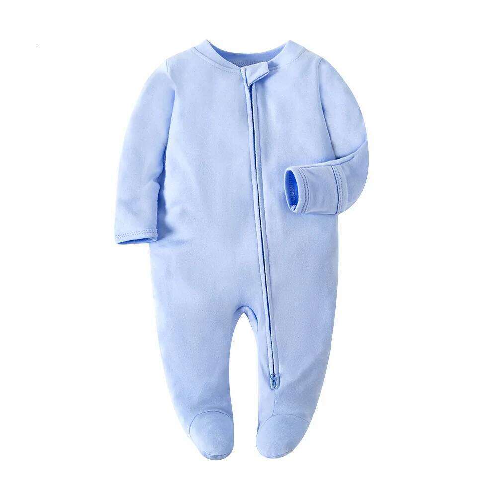 New Baby Rompers Cotton Infant Boys Girls Jumpsuit Zipper Footed Solid Long-Sleeve Pajamas Sleepsuits 26Y0224