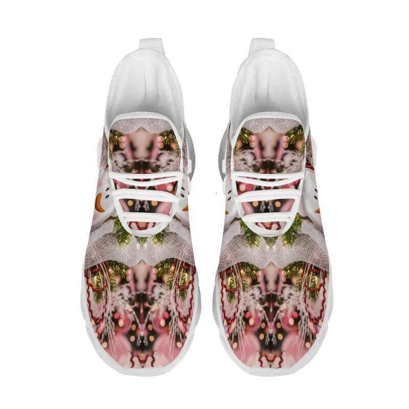 Men's Christmas Cute Women's Lace Up Flats Men Shoes Mesh Breathable Tennis Sports Shoe Athletic Male Sneakers