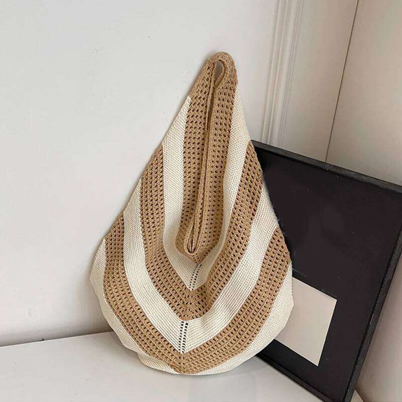 High Quality Large Capacity Color Matching Knitting Shoulder Hollow Out Fresh Exquisite Tote Bags for Women 2026 Casual New Z260224