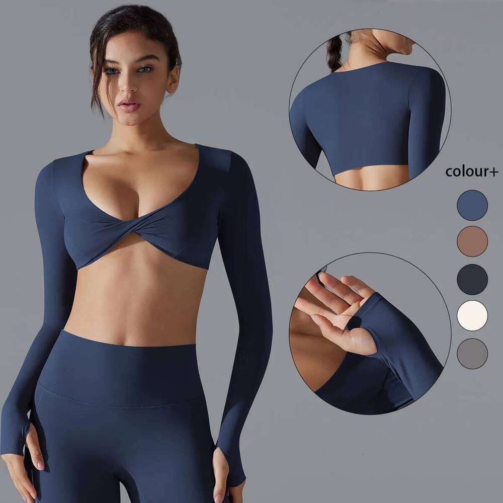 Yoga Long Sleeve Slim Sexy Breathable Quick Drying Sport Brassiere Gym Push Up Shockproof High Intensity Pilates Clothes Women 26Y0223