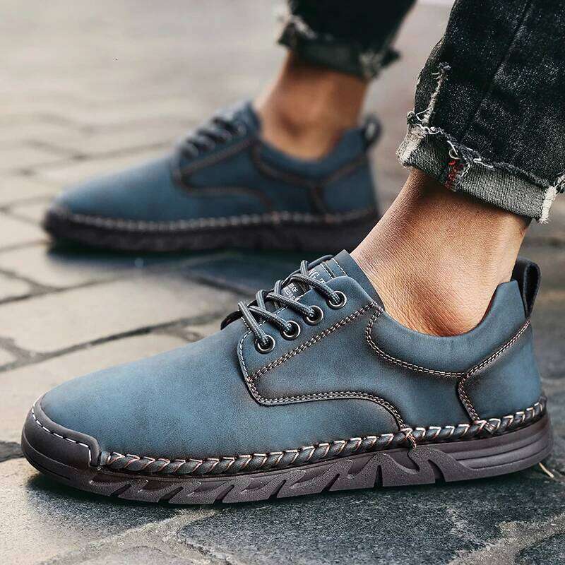 Vintage Fashion Men's Casual Handmade Leather Upper Anti-Slip Outsole Comfortable Daily Walking Shoes for Men Size 36-46