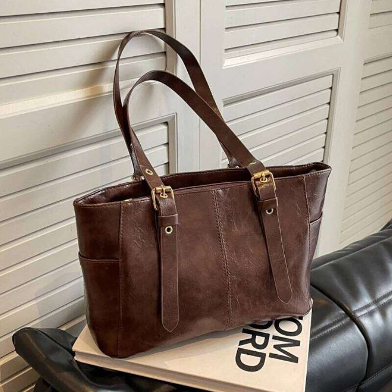 Fashion Retro Women PU Leather Shoulder Bags Trend High End Lady Tote Large Capacity Female's Commuter Bag Handbag Purses Z260224