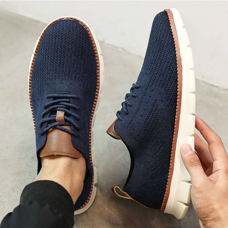 Fashion Men's Mesh Casual Shoes Breathable Knitted Walking Non-slip Sole Comfortable Flexible Running Shoe Sneakers Men