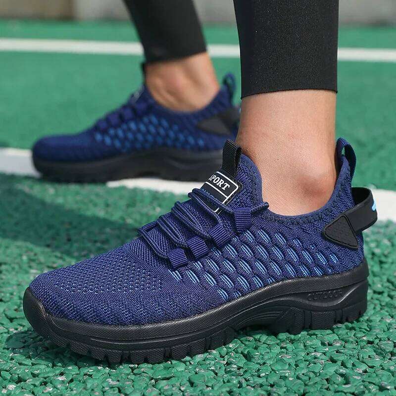 Fashion Men's Sneakers Trendy Breathable 2025 Comfortable Soft Running Shoe New High - Quality Knit Upper Lace Up Tenis Feminino
