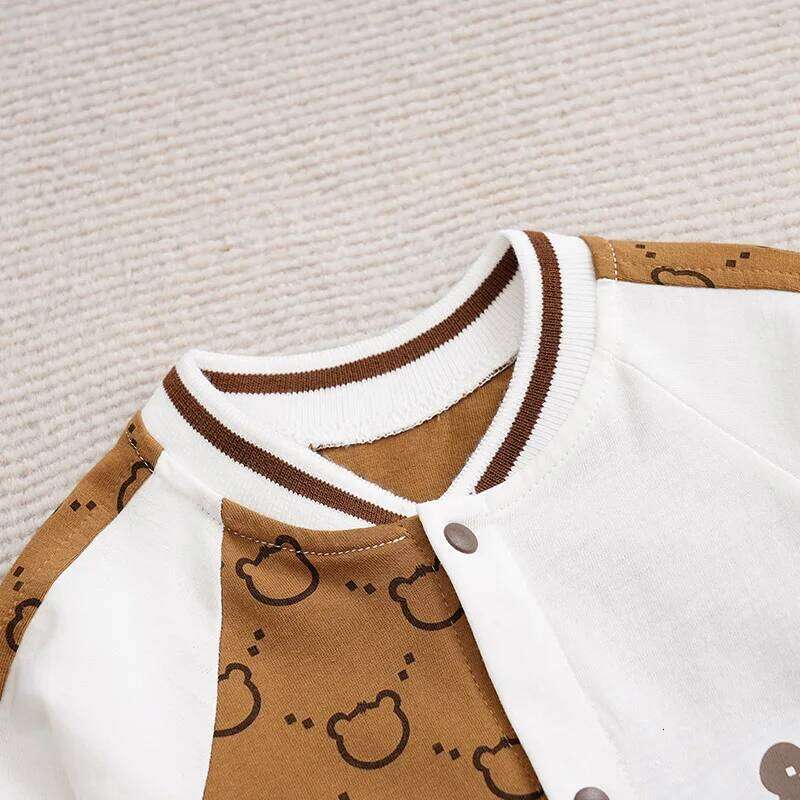 Spring Autumn Boys And Girls Cute Little Bear Printed Cotton Comfortable Casual Long Sleeve Baby Bodysuit 26Y0224