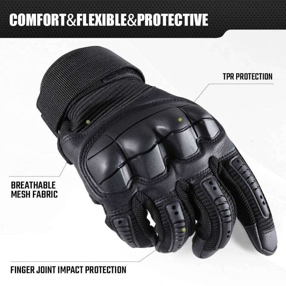 TouchScreen Tactical Full Finger Gloves Hard Rubber Paintball Airsoft Bicycle Combat PU Leather Anti-skid Cycling Work Glove Men 26H0224