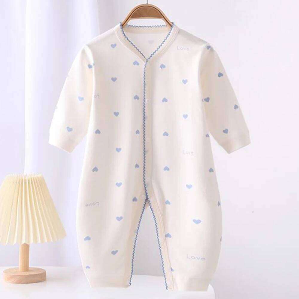 Girl Clothing Cotton Spring Autumn Long Sleeve Baby Rompers Heart Shape Floral Print Infant Boy Jumpsuit 26H0224