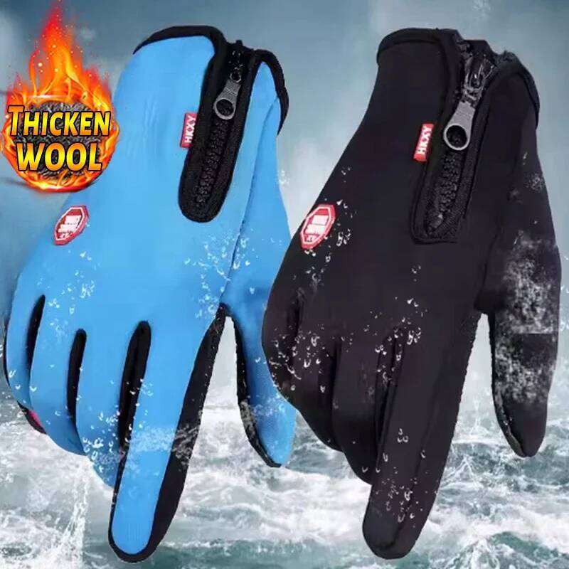 Winter For Men Waterproof Windproof Cold Gloves Snowboard Motorcycle Riding Driving Warm Touchscreen Zipper Glove 26H0224