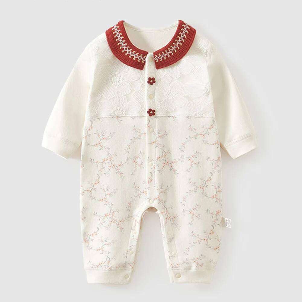 Thanksgiving Clothes Cotton Floral Spring Autumn Infant Girl Rompers Long Sleeve Christmas Baby Jumpsuits 26H0224