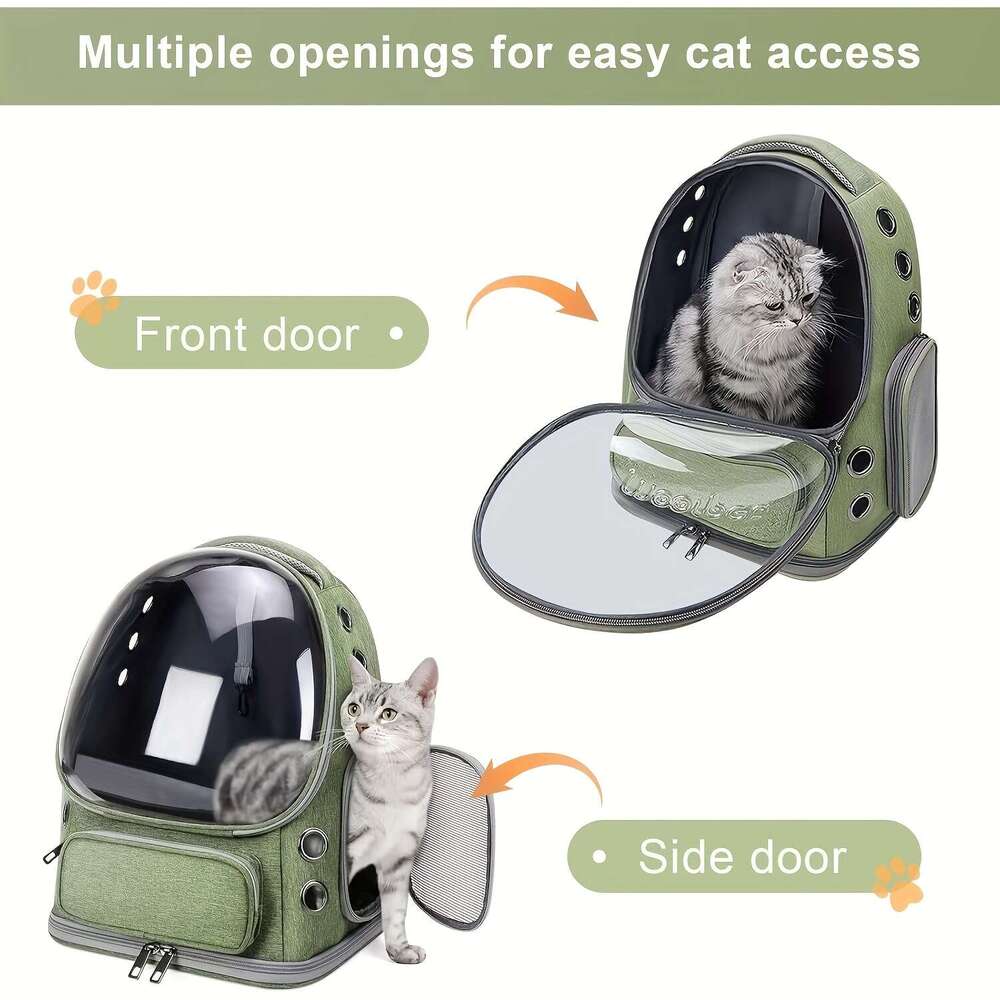 Breathable Pet Backpack, Secure & Travel-Friendly Carrier Small To Medium Cats And Dogs, Carriers Cats, Large-Capacity, Oxford Fabric, Safety Zippers,