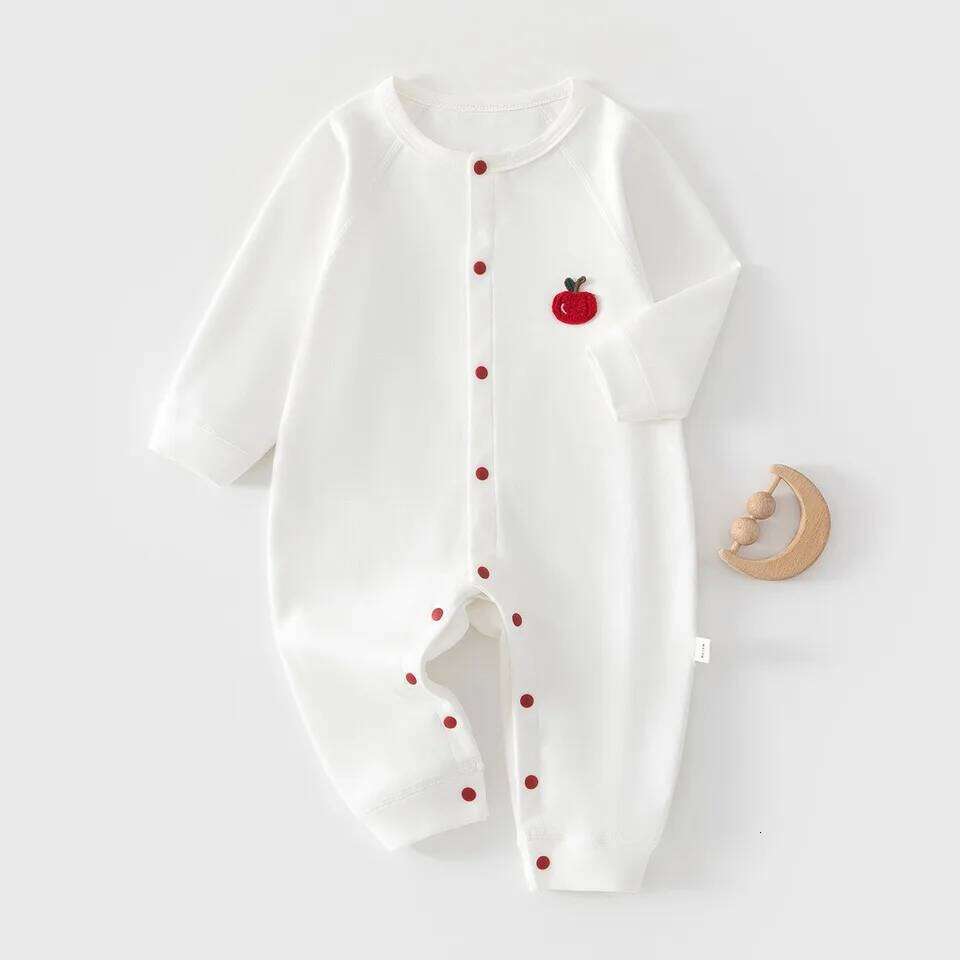 AYNIGIELL 2026 New Solid Color High-quality Pure Cotton Breathable Jumpsuit 0-18 Months Male Baby Girl Clothing 26H0224