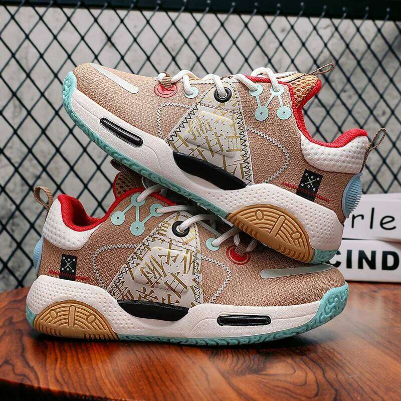 Teen High Top Comfort Breathe Anti Slip Rubber Sports Shoes Soft Soled Training Basketball Boots for Kids 26W0224