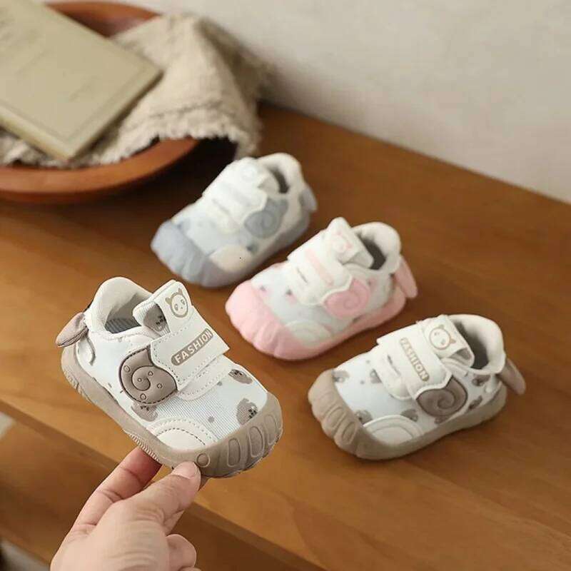 Cute Children's Sport Shoes PU Leather Baby Boy's Girl's Sneakers Ergonomics Anti-slippery First Step Kid's Footwear 26W0224