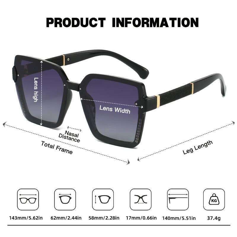 JUNCTURE Polarized Fashion Square Sun Gradient Lady Glasses Party Holiday Gifts Sunglasses for Women 26W0224