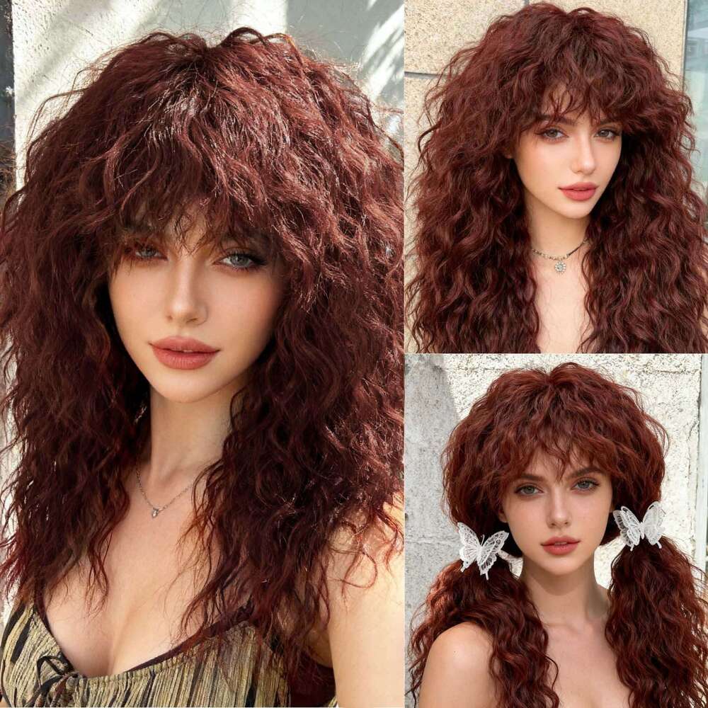 2026 African New Style Natural Wool Bangs Synthetic Full High-Temperature Silk Curl Wig SHXI