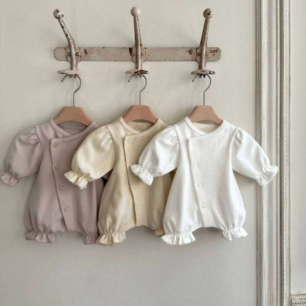 Spring Summer New Baby Jumpsuit Boys Girls Long Sleeves Rompers Newborn Solid Casual Bodysuit 0-2y Infant Toddler Clothes 26H0224