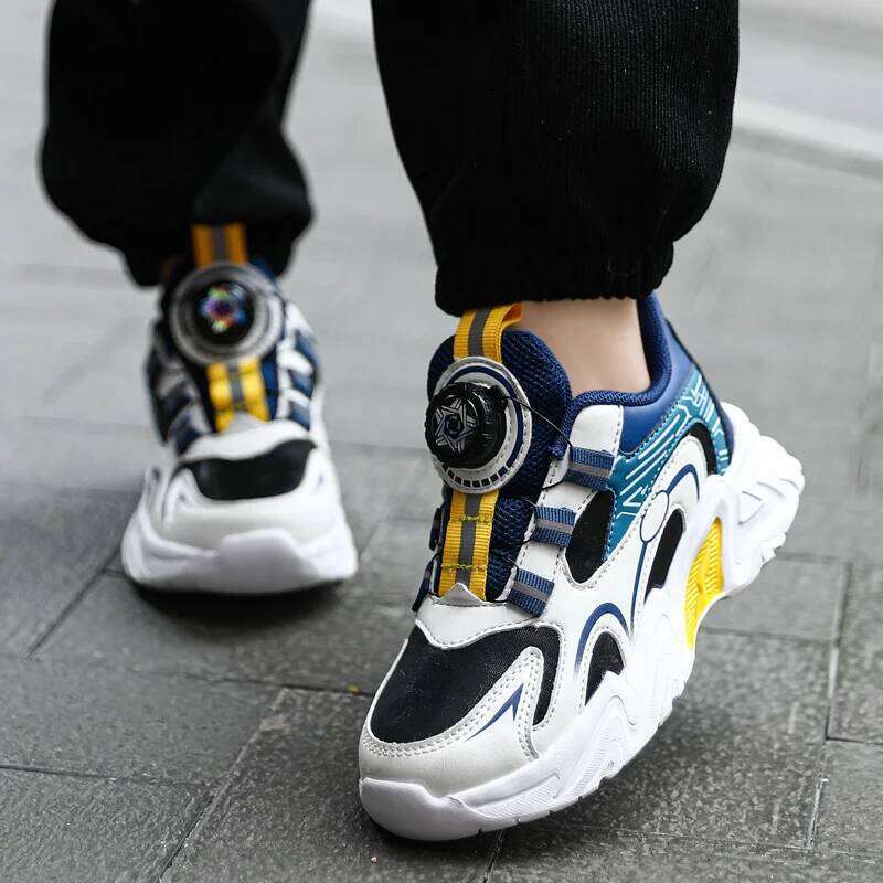 Design Children Size 28-39 Fashion Autumn New Kids Daily Walking Tennis Shoes Sports PU Leather Boy Sneaker 26W0224
