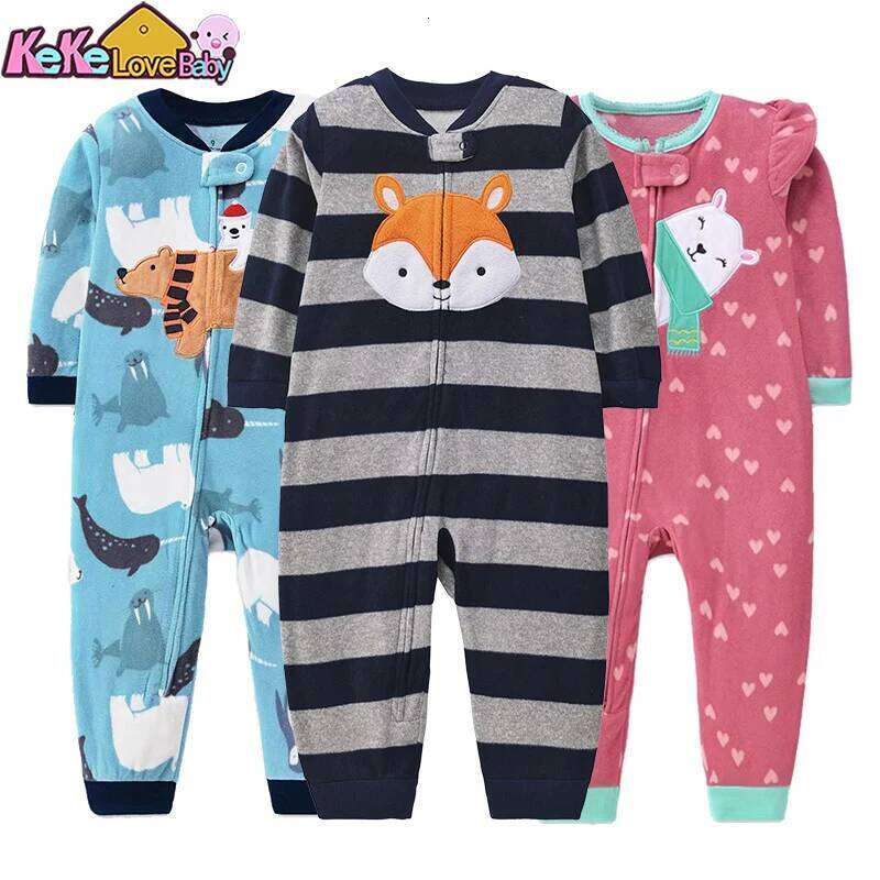 Baby Clothes Spring Autumn Warm Rompers Infant Boy Girl Indoor Pajamas Zipper Fleece Babe Animal Jumpsuit Clothing 9 -24 Months 26Y0224