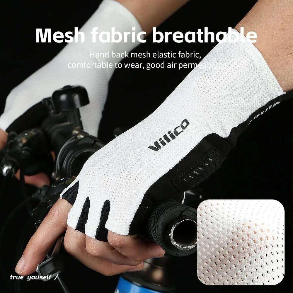 Short Cycling Fingerless Gloves Anti-slip Bicycle Lycra Fabric Half Finger Mitten for Mtb Road Bike Sports Racing 26H0224