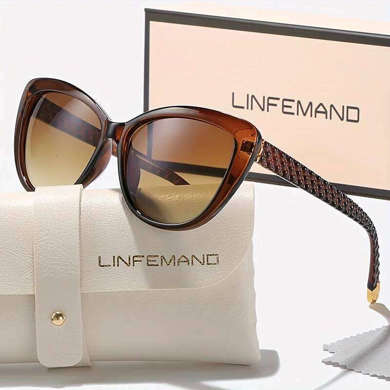 LINFEMAND Flower Cat Eye UV400 Sunglasses Women's Fashion Glasses Party Club Wear Holiday Gift 26W0224