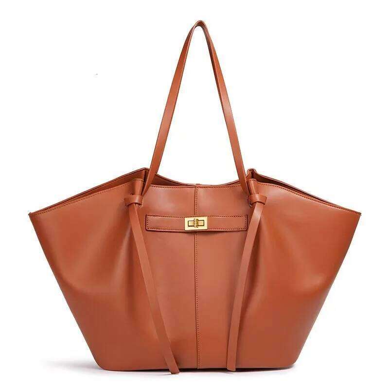 Fashion Metal Lock Design PU Leather Tote Bag for Women New Large Capacity Shopping Shoulder Female Versatile Underarm Bags Z260224