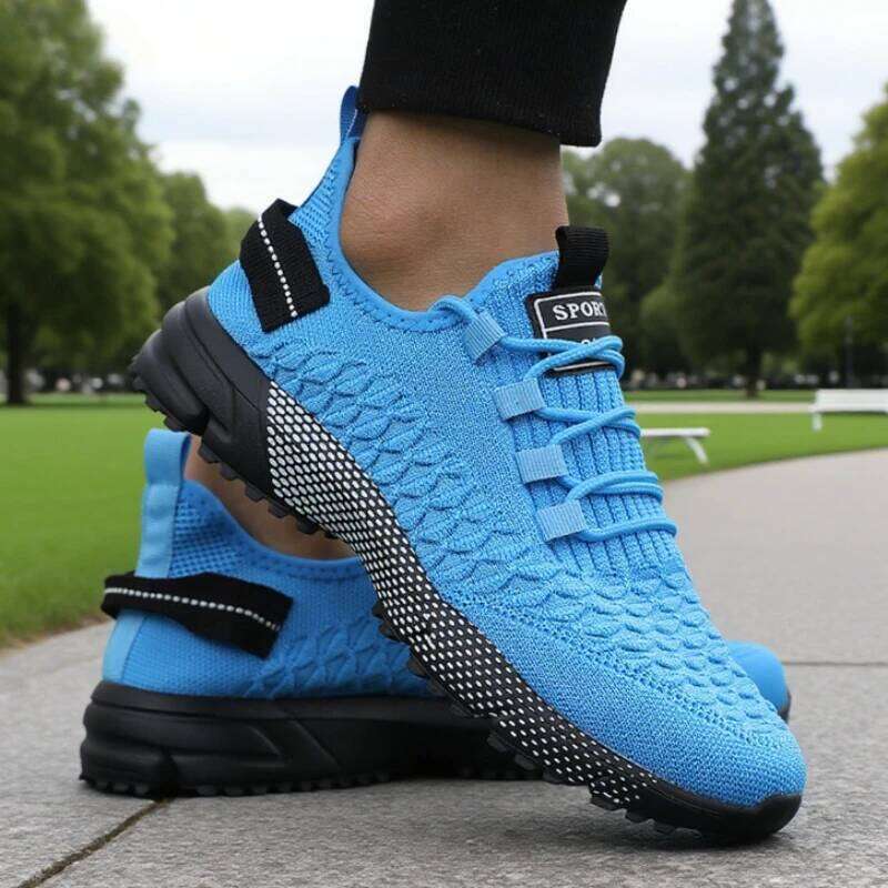 Trendy Patterned Net Men's Athletic Shoes Lightweight Breathable Stylish Woven Sneakers High Performance Mesh Men Training Kicks