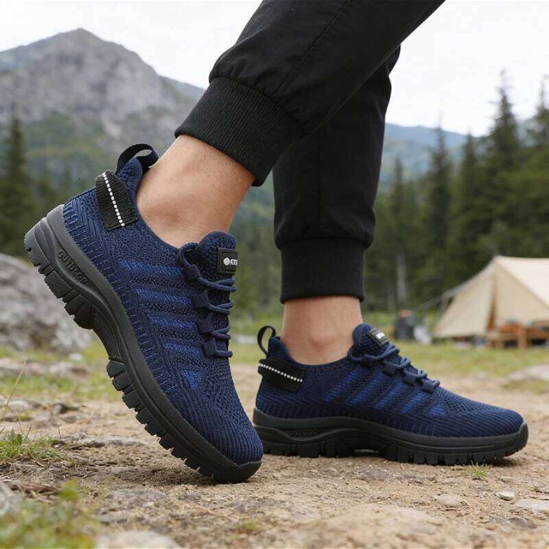 Men's Outdoor Sport Sneakers 2025 Breathable Knit Shoes Anti-Slip for Hiking Gym Running Casual Comfortable Lightweight Footwear