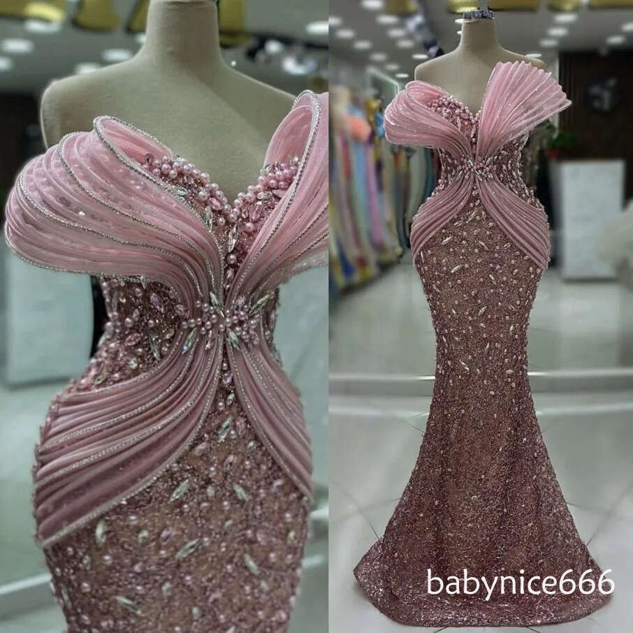 Elegant Dusty Rose Prom Dresses for Black Women Illusion Beaded Lace Pearls Rhinestones Decorated Birthday Party Dress Second Reception Evening Gown s
