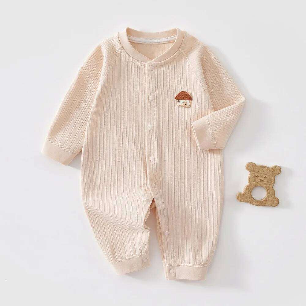 AYNIGIELL 0-18M Clothes Autumn Pure Cotton Newborn Baby Single Breasted Jumpsuit Winter Underwear 26H0224
