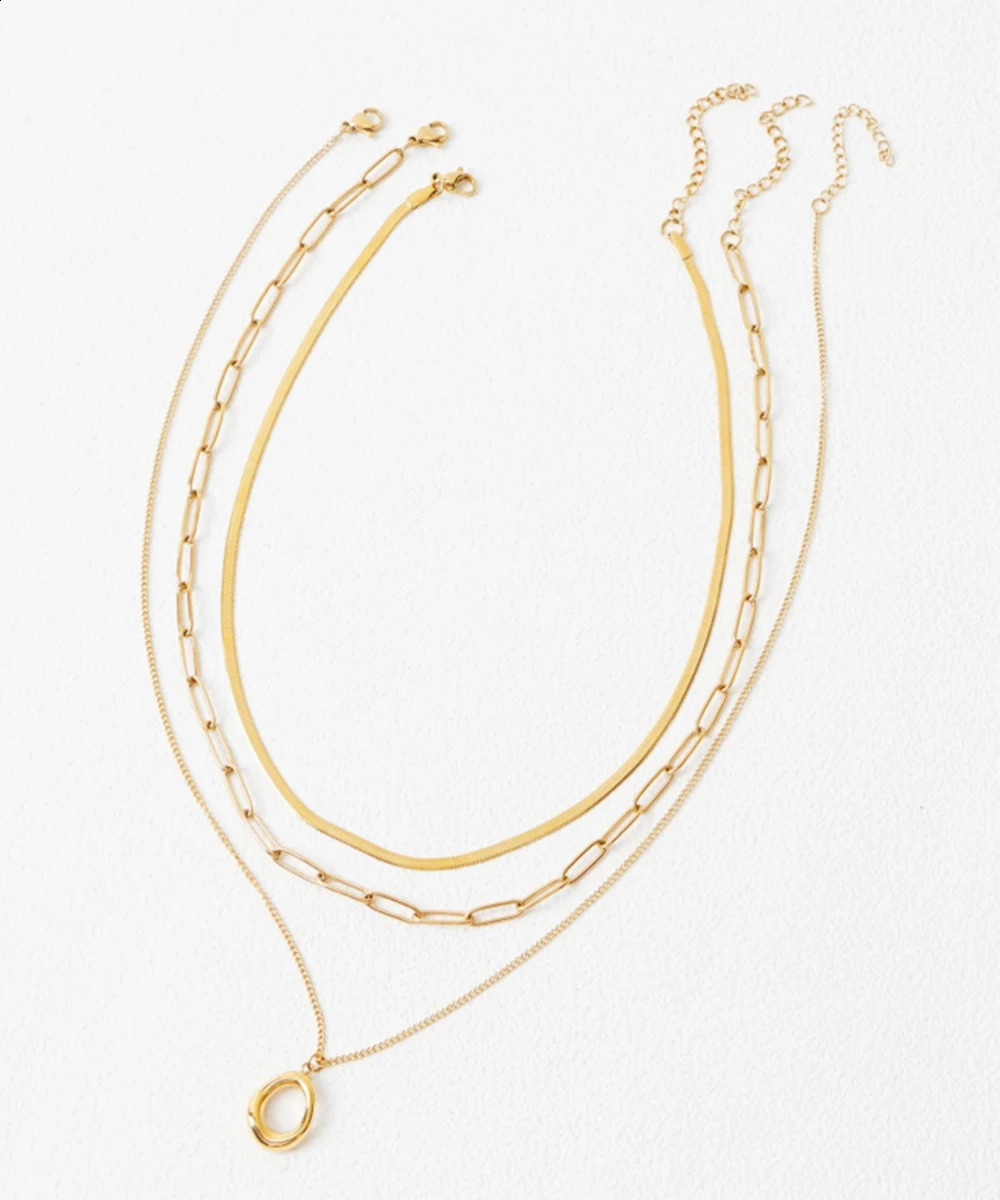 Badu 3Pcs Minimalist Gold Plated Layered Necklace Set Women Stainless Steel Stackable Chain Necklaces Daily Jewelry Gift 260207