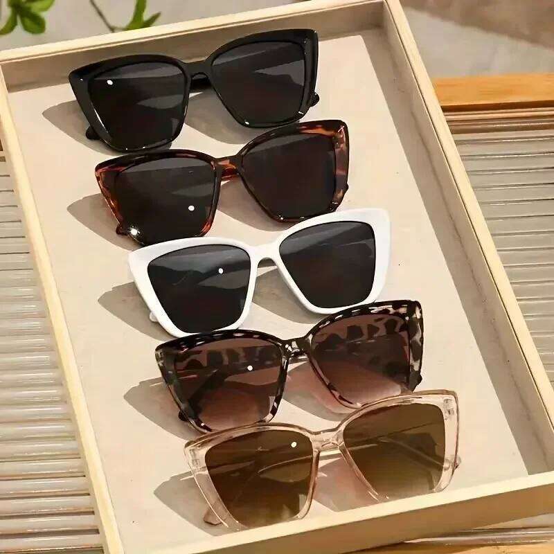 Fashion Street Shooting Cat Eye Sunglasses Photo Props Leopard Square Frame Sun Glasses UV400 Protection Eyewear for Women 26W0224