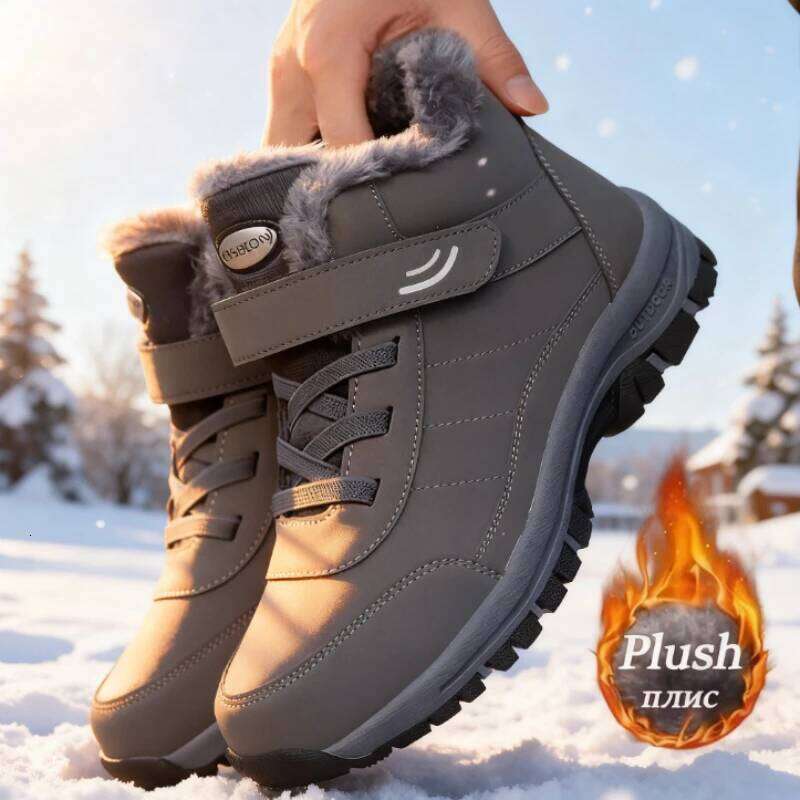 Men's Warm Sneakers High-Top Fleec Trainers Thick Fleece Lined Anti-Wind Non-Slip Sole Outoor Gym Running Daily Sports in Winter