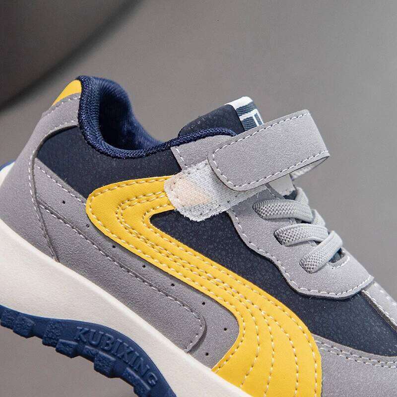 PU Leather Sport For Children Trend Fashion Teenager Kid's Sneakers Soft-soled Waterproof Boy's Girl's Running Shoes 26W0224