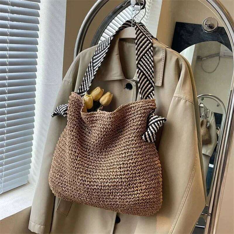 Casual Summer Beach Fashion Women Shoulder Bags Paper Woven Female Handbags Large Capacity Tote Purses Z260224