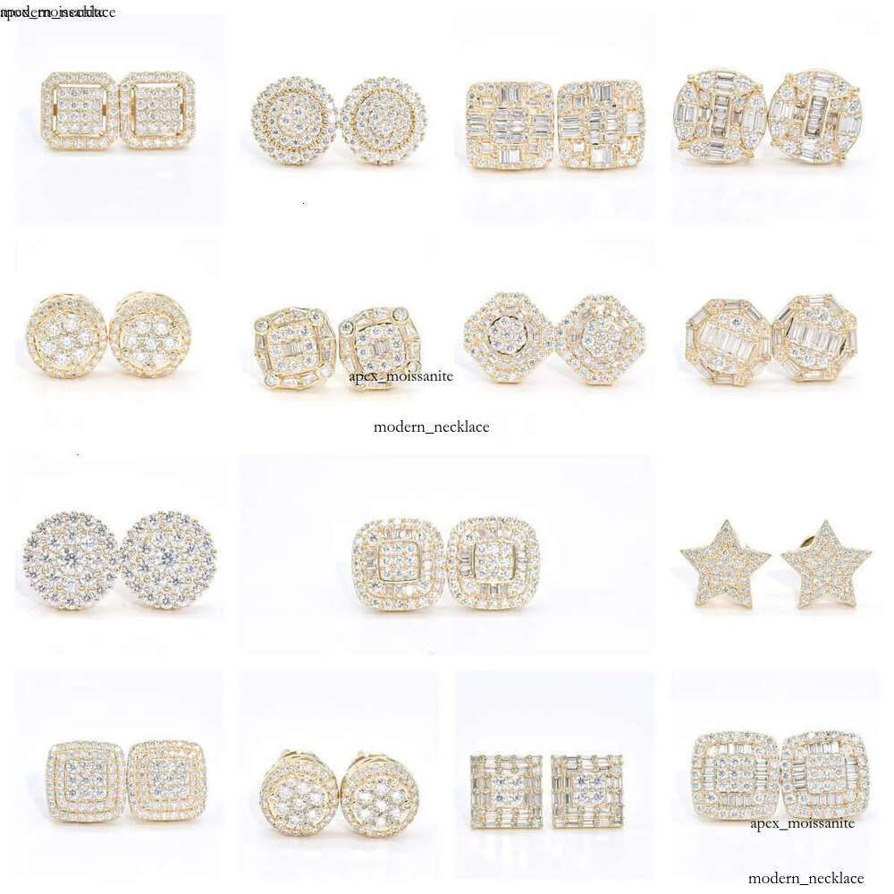 Wholesale Vvs Diamond Earring Factory Price 10k 14k 18k Solid Gold Round Brilliant Cut Moissanite Hoop Stud Earrings Men Women 94