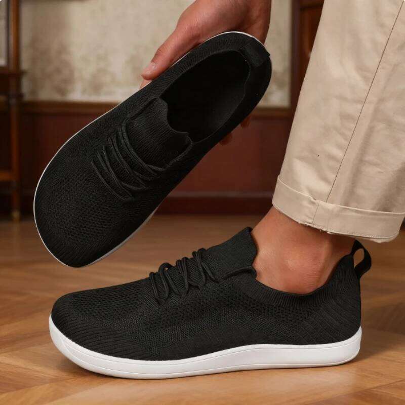 Men Wide Barefoot Anti Slip Minimalist Lightweight Breathable Walking Shoes Fashionable Round Toe Cross Training Sneakers