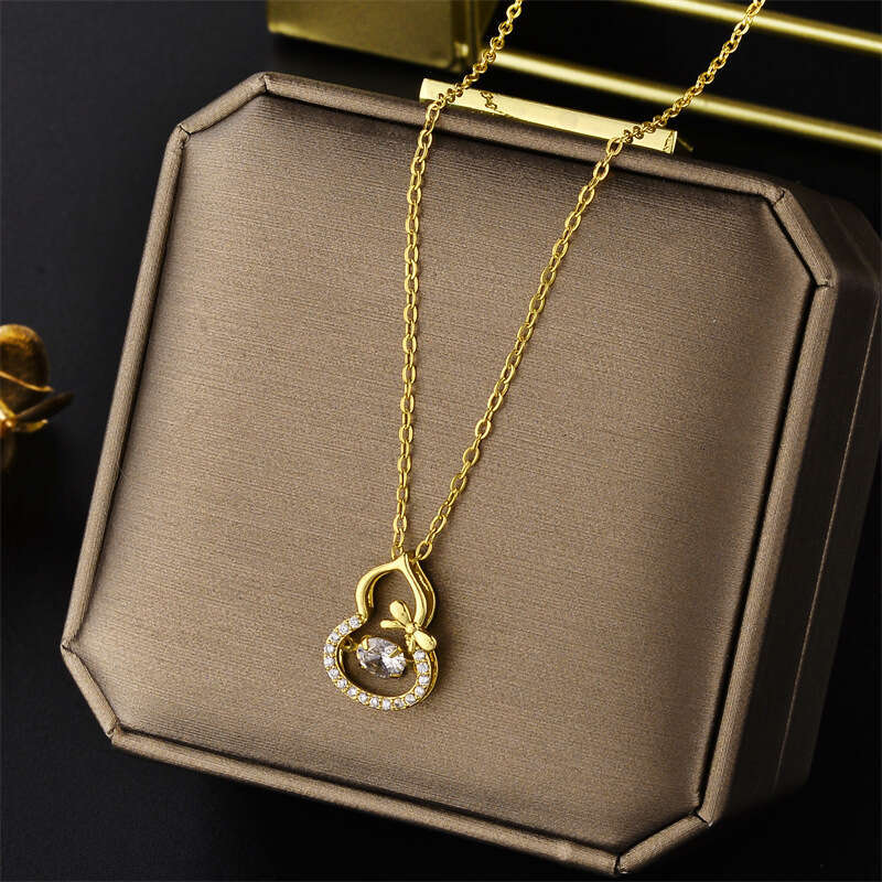 Super Shiny Elegant Gourd Necklace Micro-Inlaid With Diamonds Light Luxury Necklace For Women
