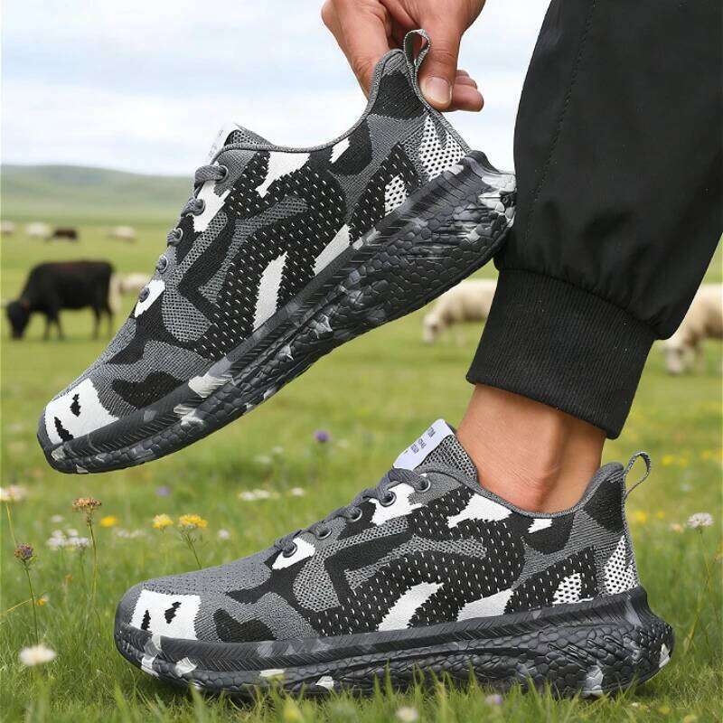 Men's Camouflage Mesh Sneakers Breathable Lightweight Comfortable Casual Sports Non-Slip Outdoor Walking Running Shoes Man