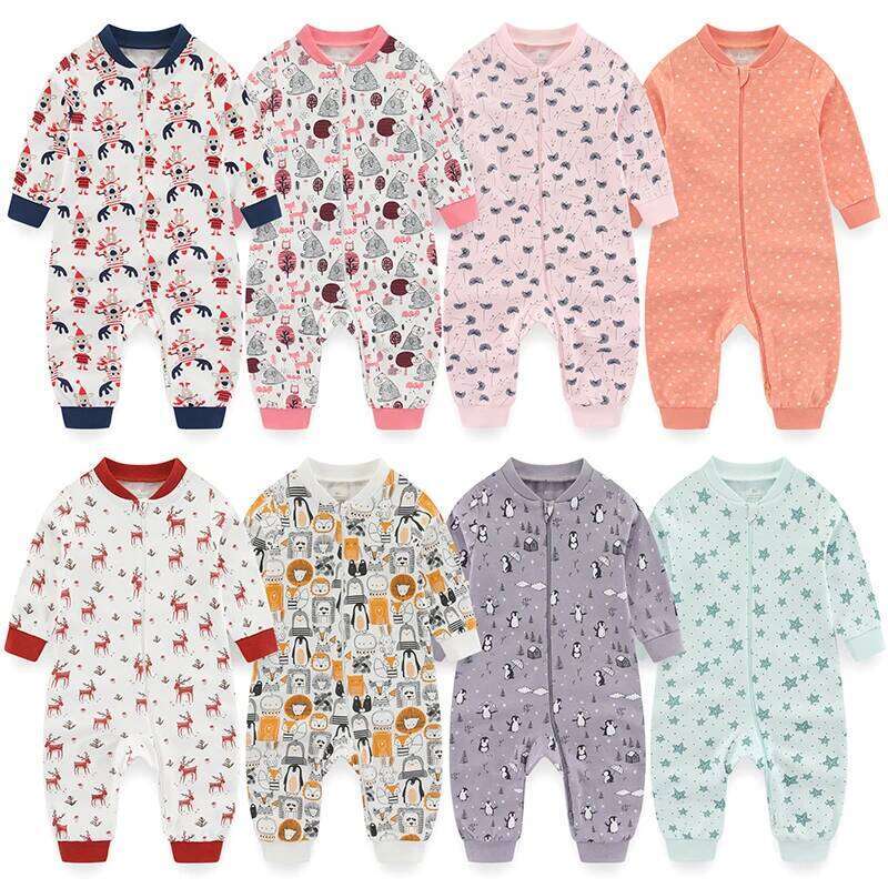 Unisex Rompers 2/3Pieces New Born Girl Sets 0-24M Baby Boy Clothes Solid Color Zipper Autumn Spring Bebes 26Y0224
