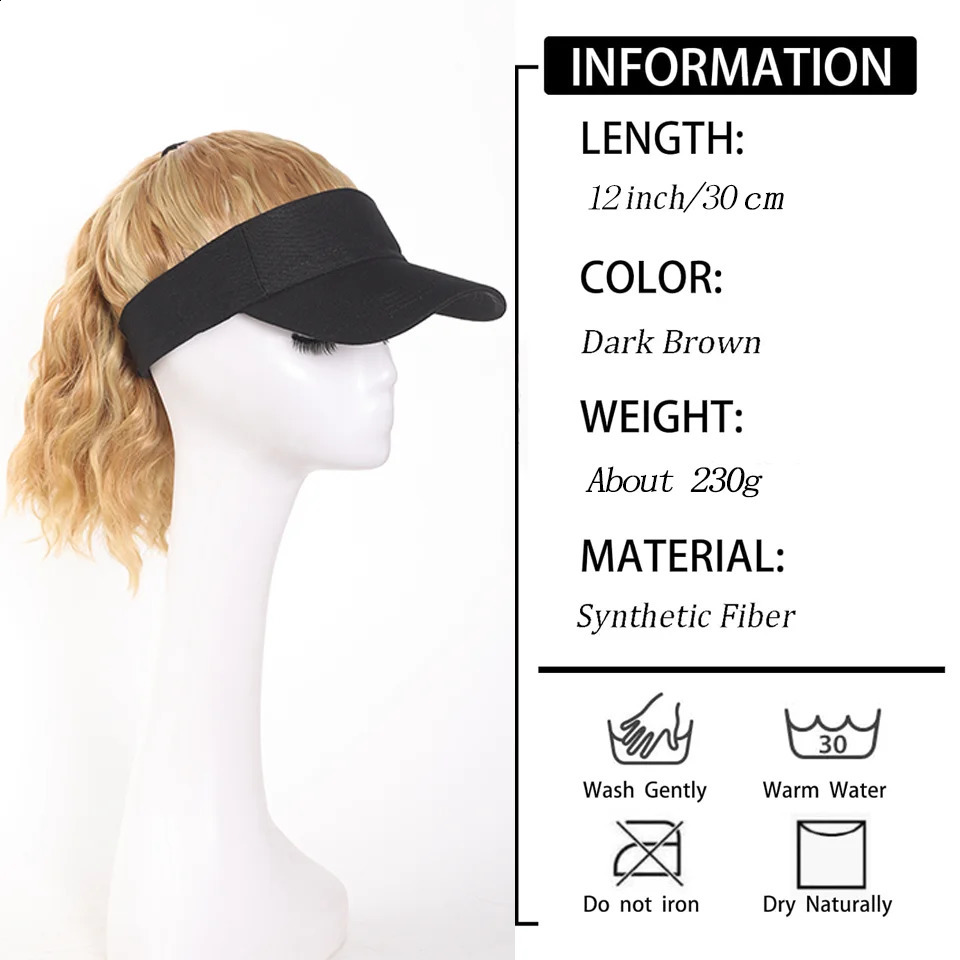High Temperature Fiber Synthetic Curly Wave Ponytail Wig with Adjustable Buckle Net Baseball Cap - Sporty for All People 260207
