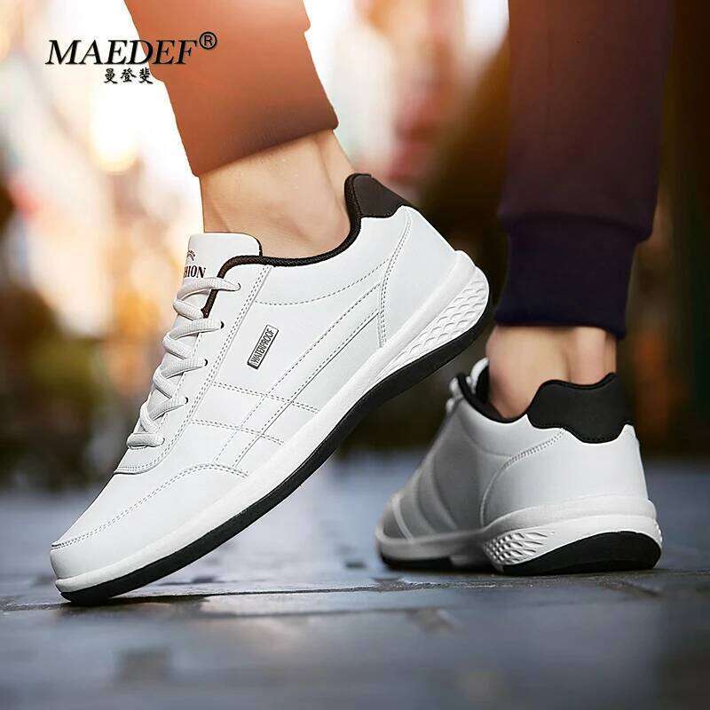 MAEDEF Shoes Men PU Leather Waterproof Casual Comfortable Men's Sneaker Lace Up Footwear Vulcanized Man Shoe Masculino