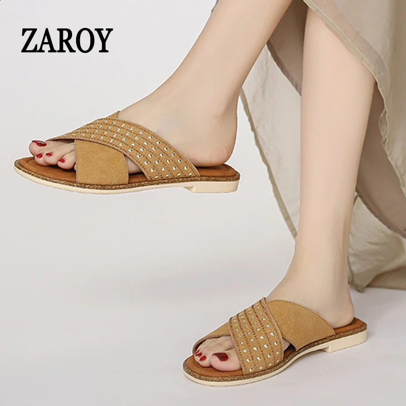 ZAROY Summer Shoes Woman Fashion Outdoor Flat Slippers Sandals Open Toe Casual Beach Slides Shoes Zapatos Para Mujer 260130